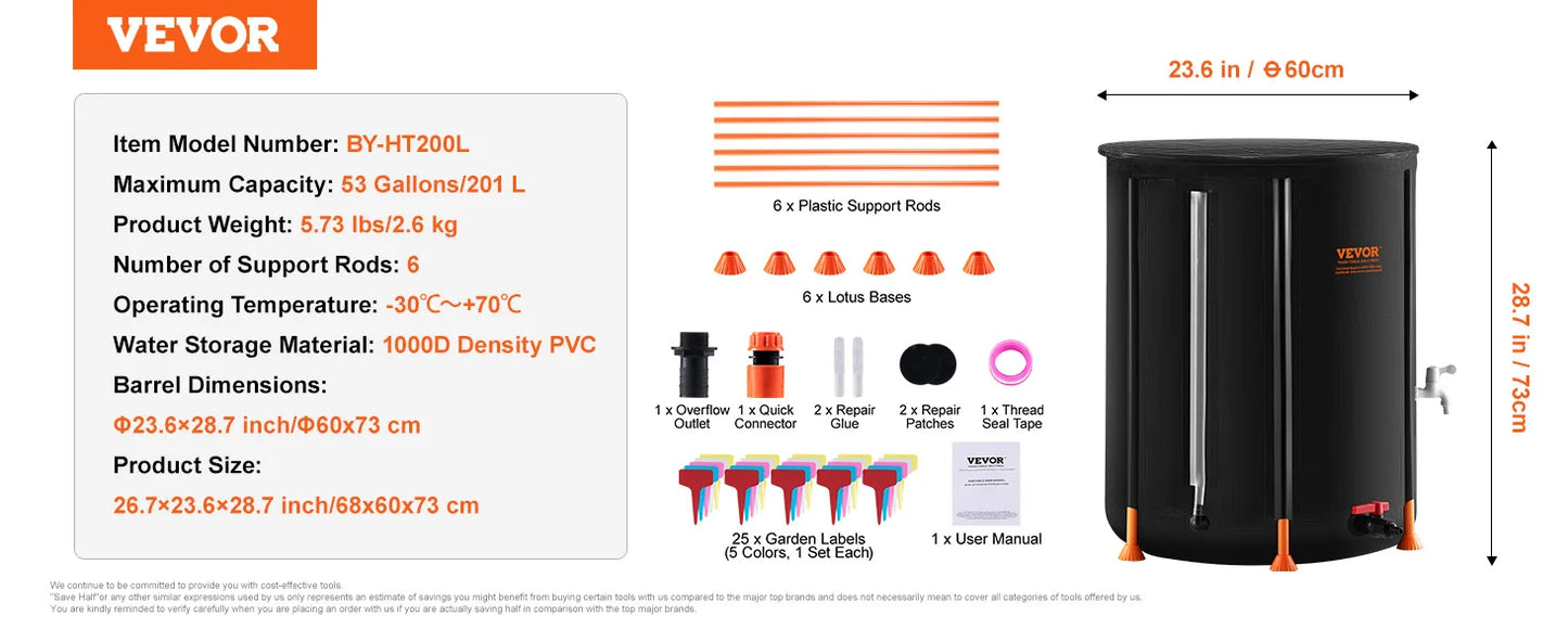 PVC Rainwater Collection System with Spigots&Overflow Kit