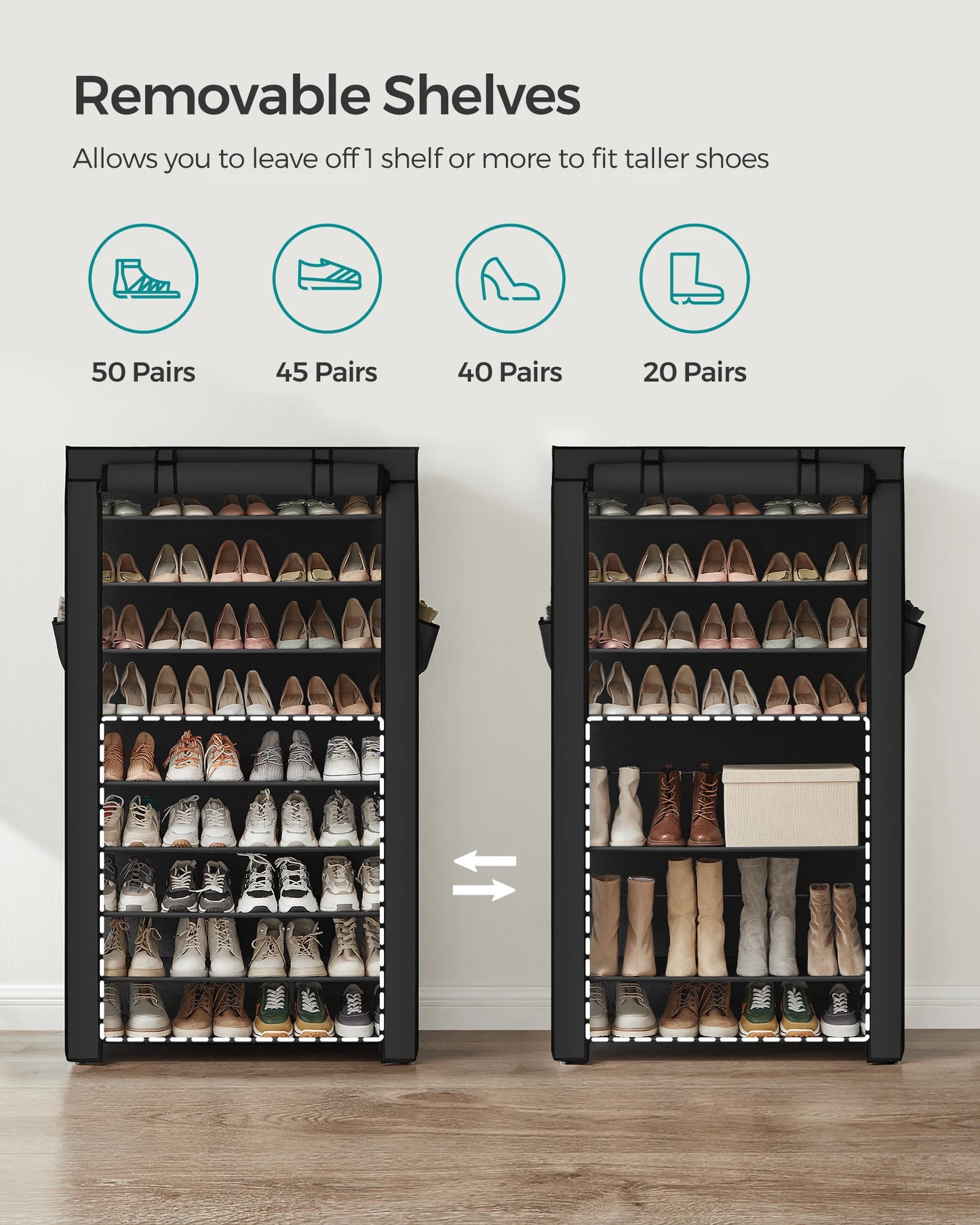 9 Tier Organizer with Fabric Cover Shoe Storage