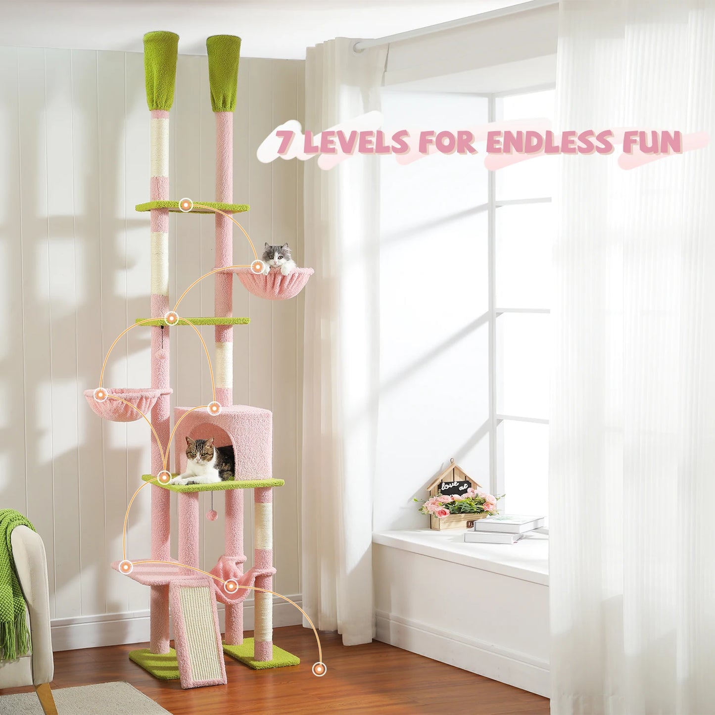 Floor to Ceiling Cat Tower 7 Tiers