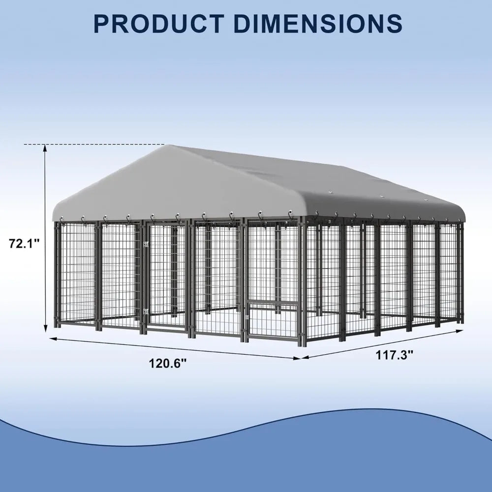 10X10FT Outside Heavy-Duty Outdoor Dog Cage with Roof