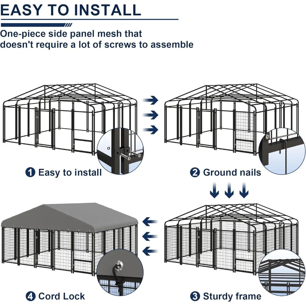 10X10FT Outside Heavy-Duty Outdoor Dog Cage with Roof