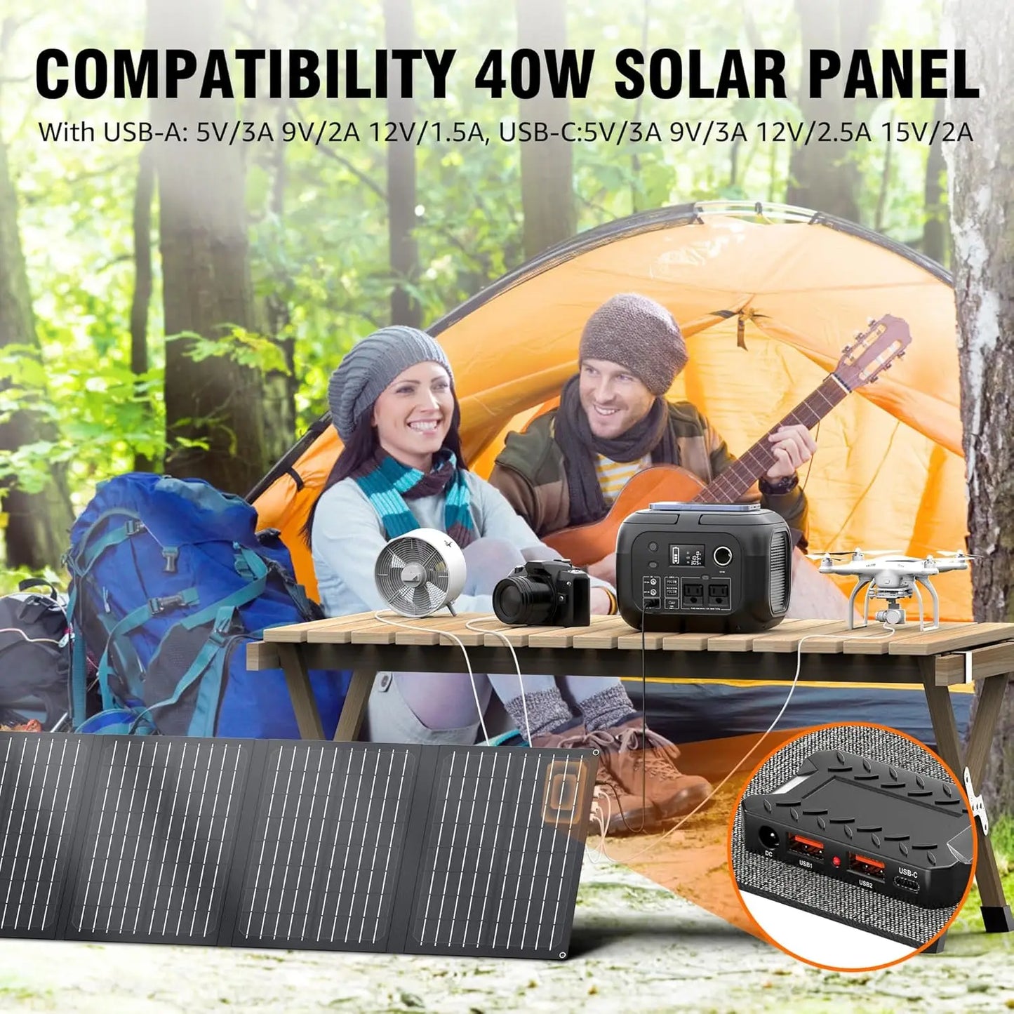 Portable Power Station with Solar Panels