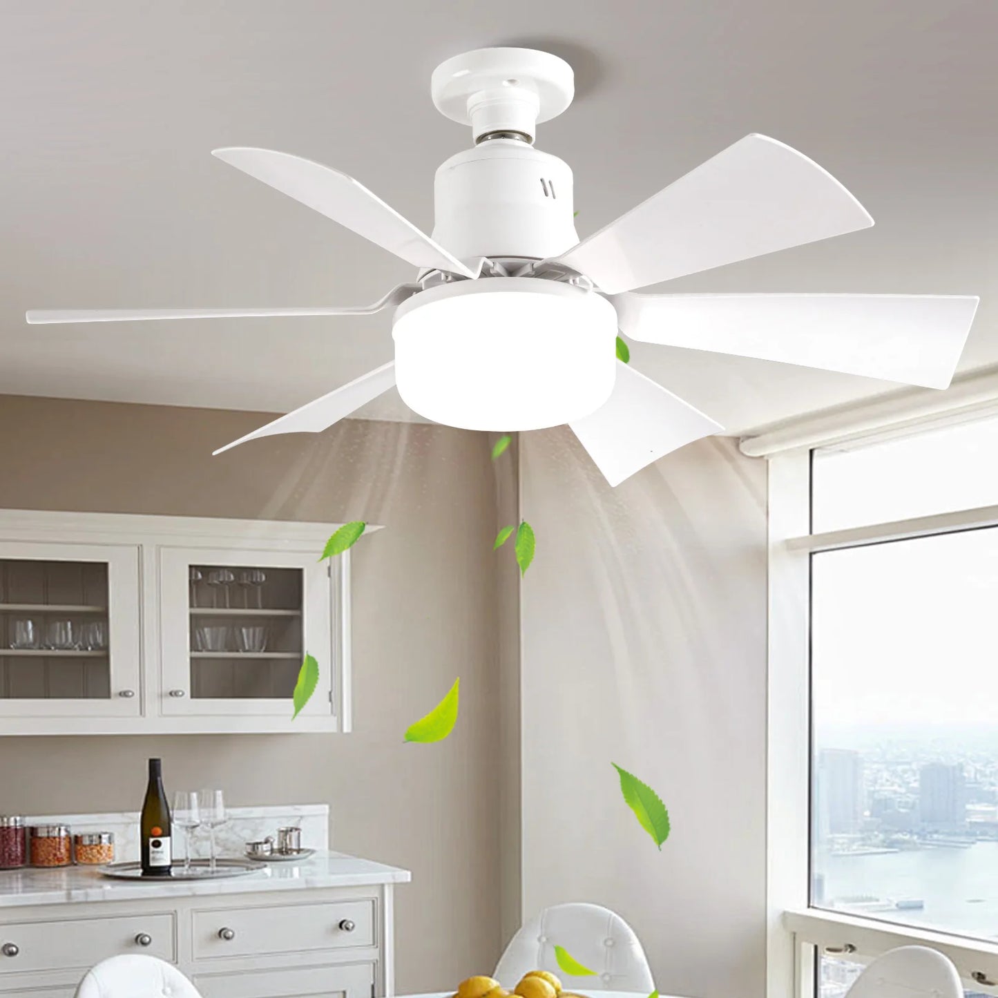 Socket 6 Blades Ceiling Fan with Light dimmable