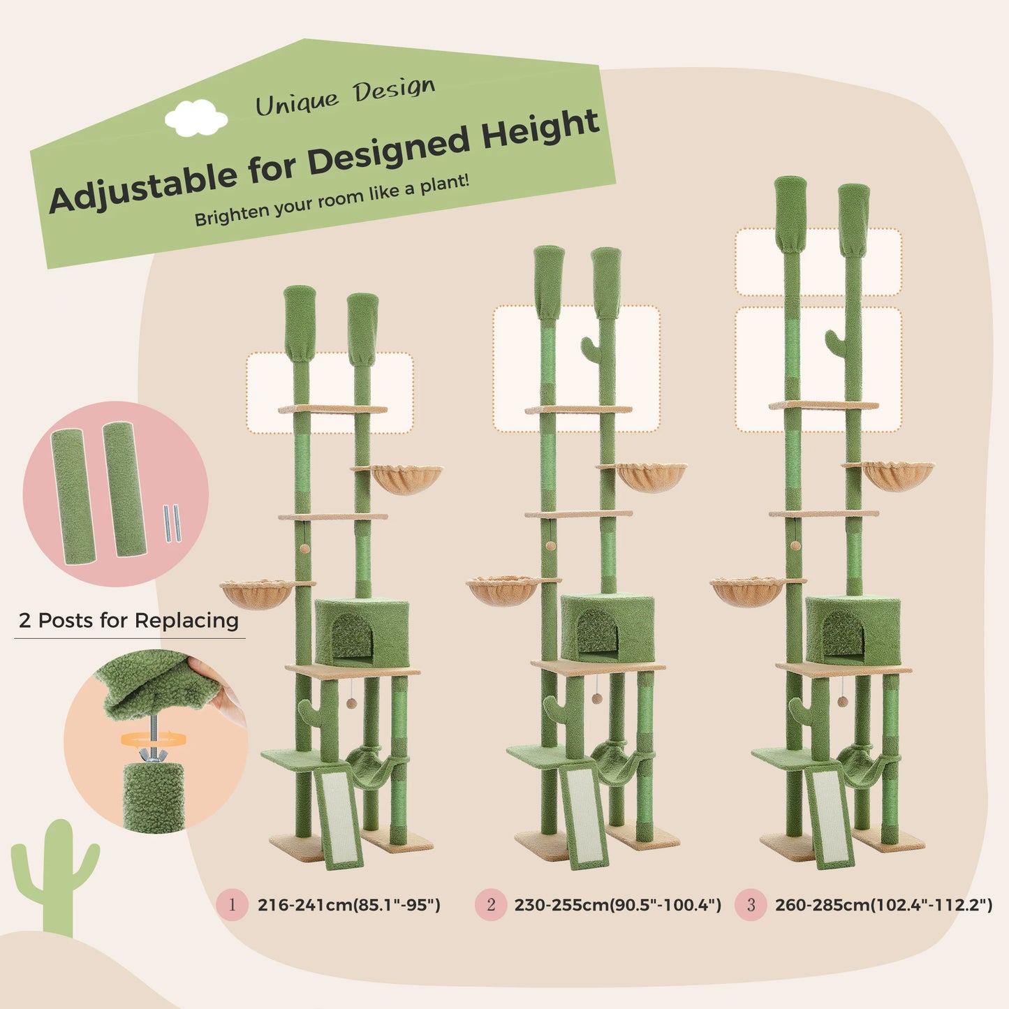 Floor to Ceiling Cat Tower 7 Tiers