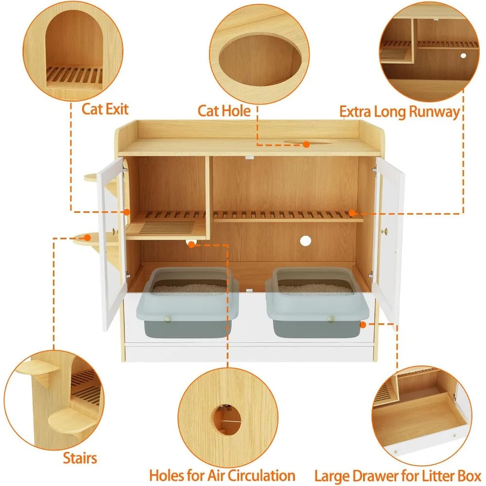Side Table W/ Hidden Cat Condo and Litter Box