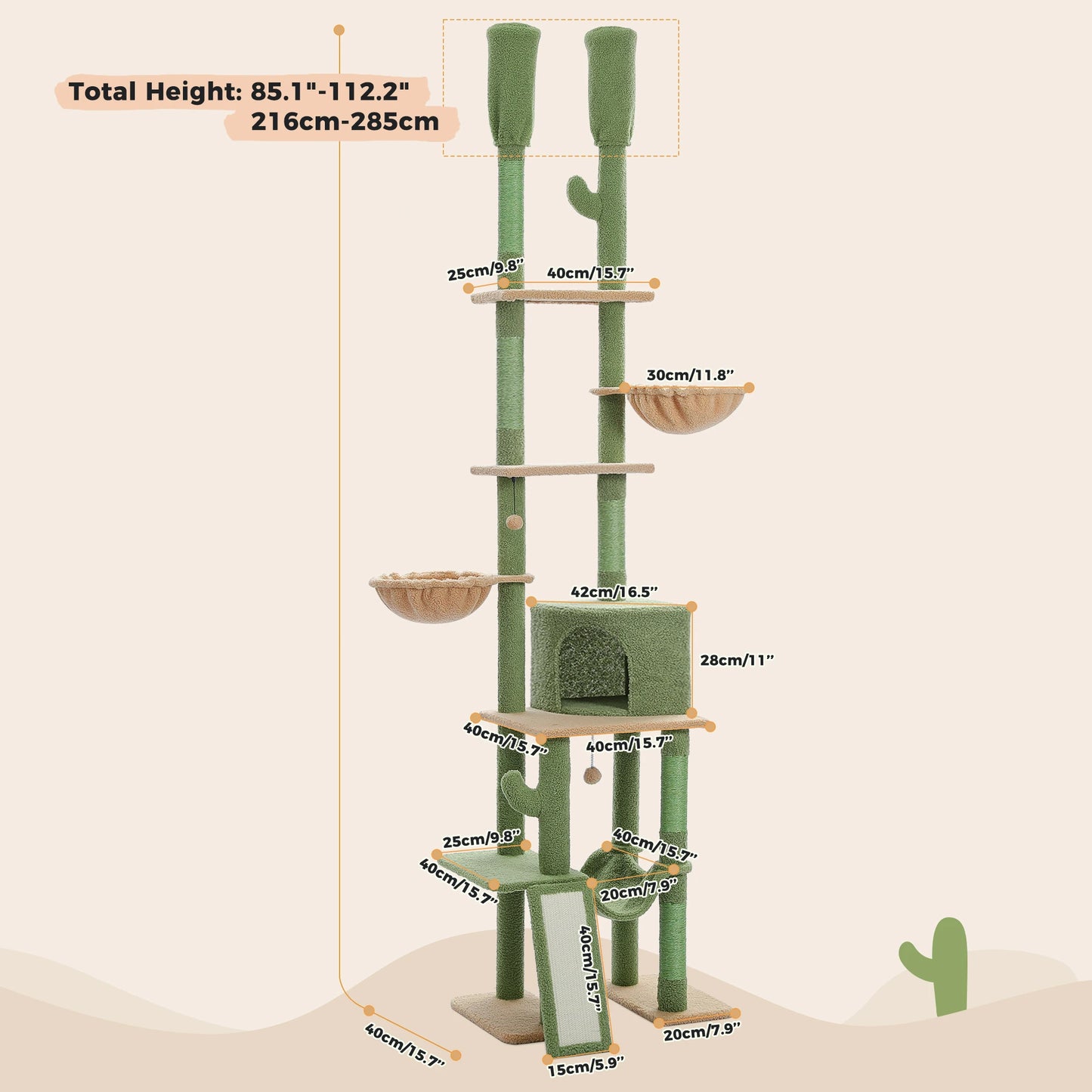 Floor to Ceiling Cat Tower 7 Tiers