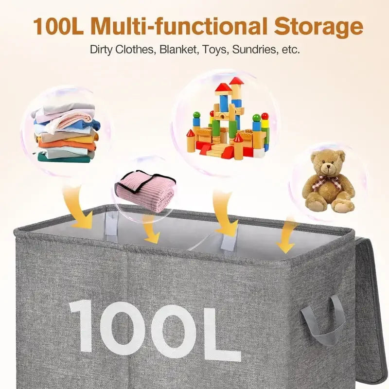 Laundry Hamper with Lid & Removable Bags