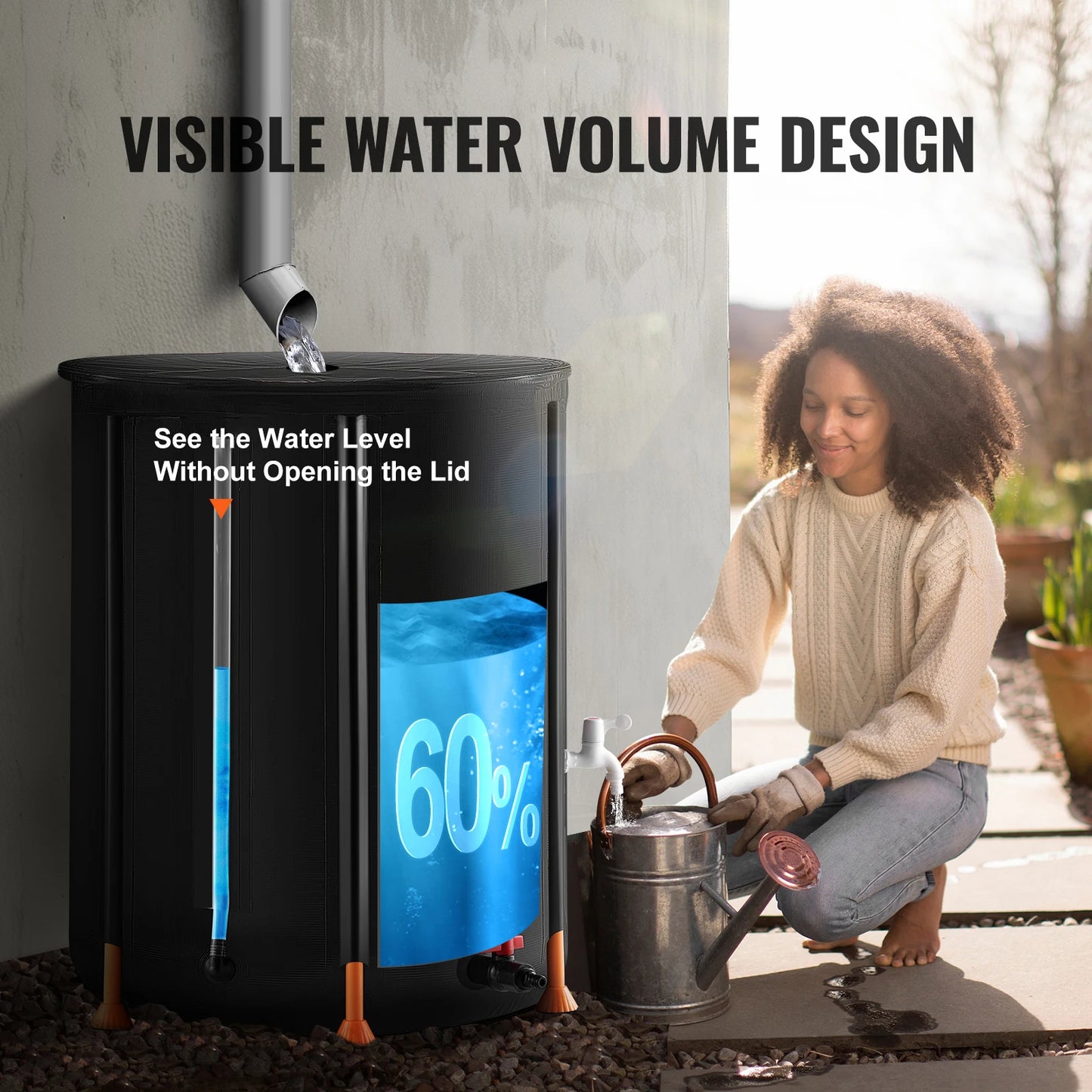 PVC Rainwater Collection System with Spigots&Overflow Kit