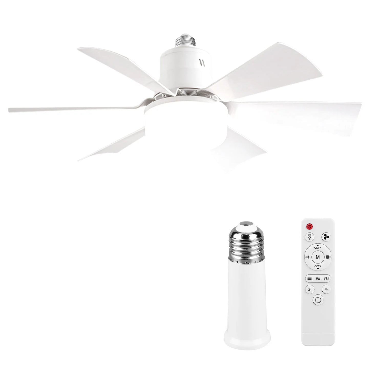 Socket 6 Blades Ceiling Fan with Light dimmable