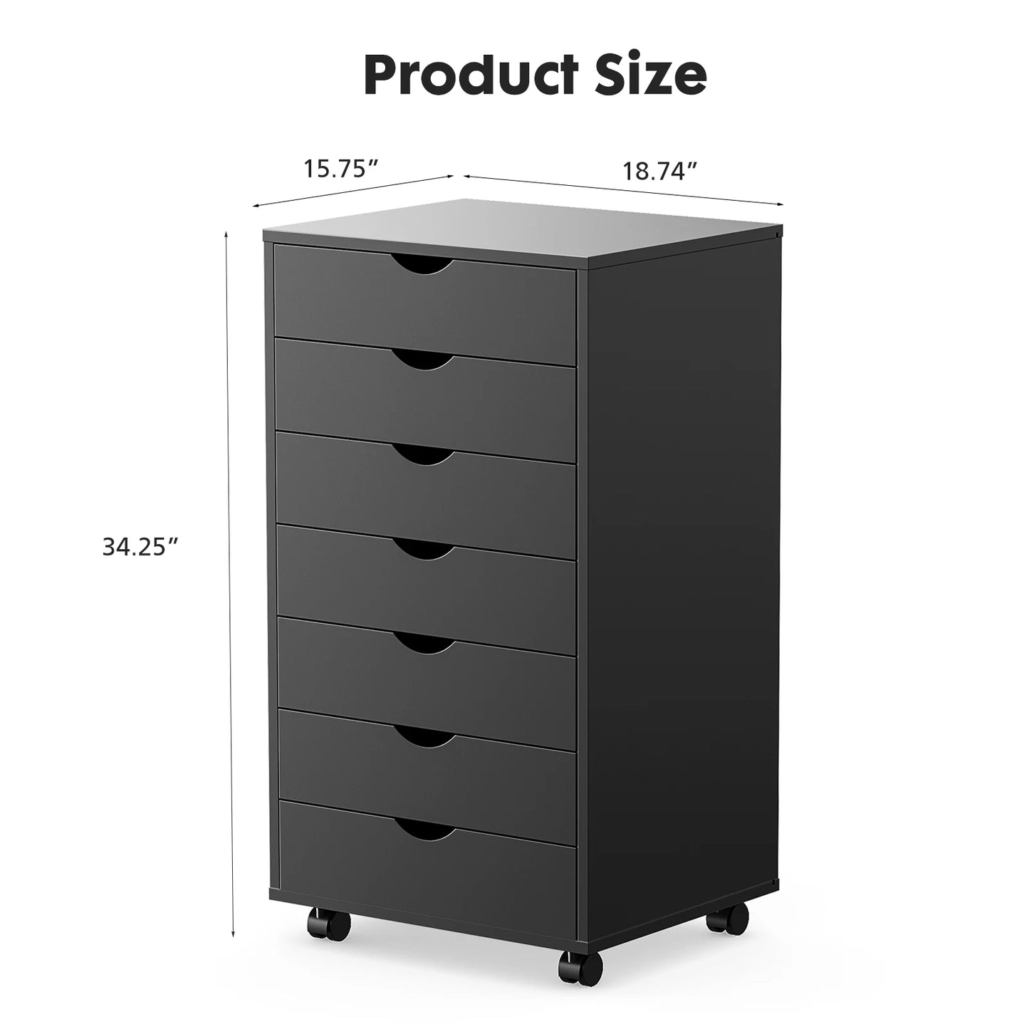 Wooden 7 drawer Dresser w/ Wheels