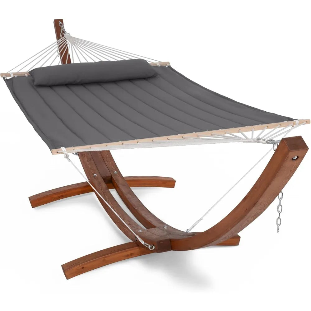 Double Hammock with Wooden Stand Included