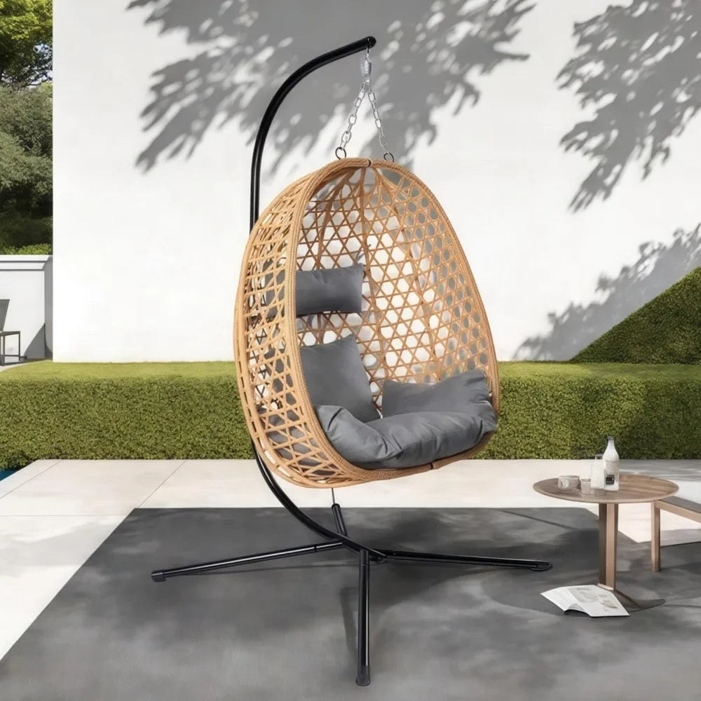 Hanging Wicker Egg Chair with Stand. 350lbs capacity
