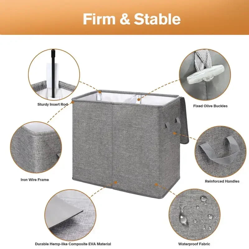 Laundry Hamper with Lid & Removable Bags