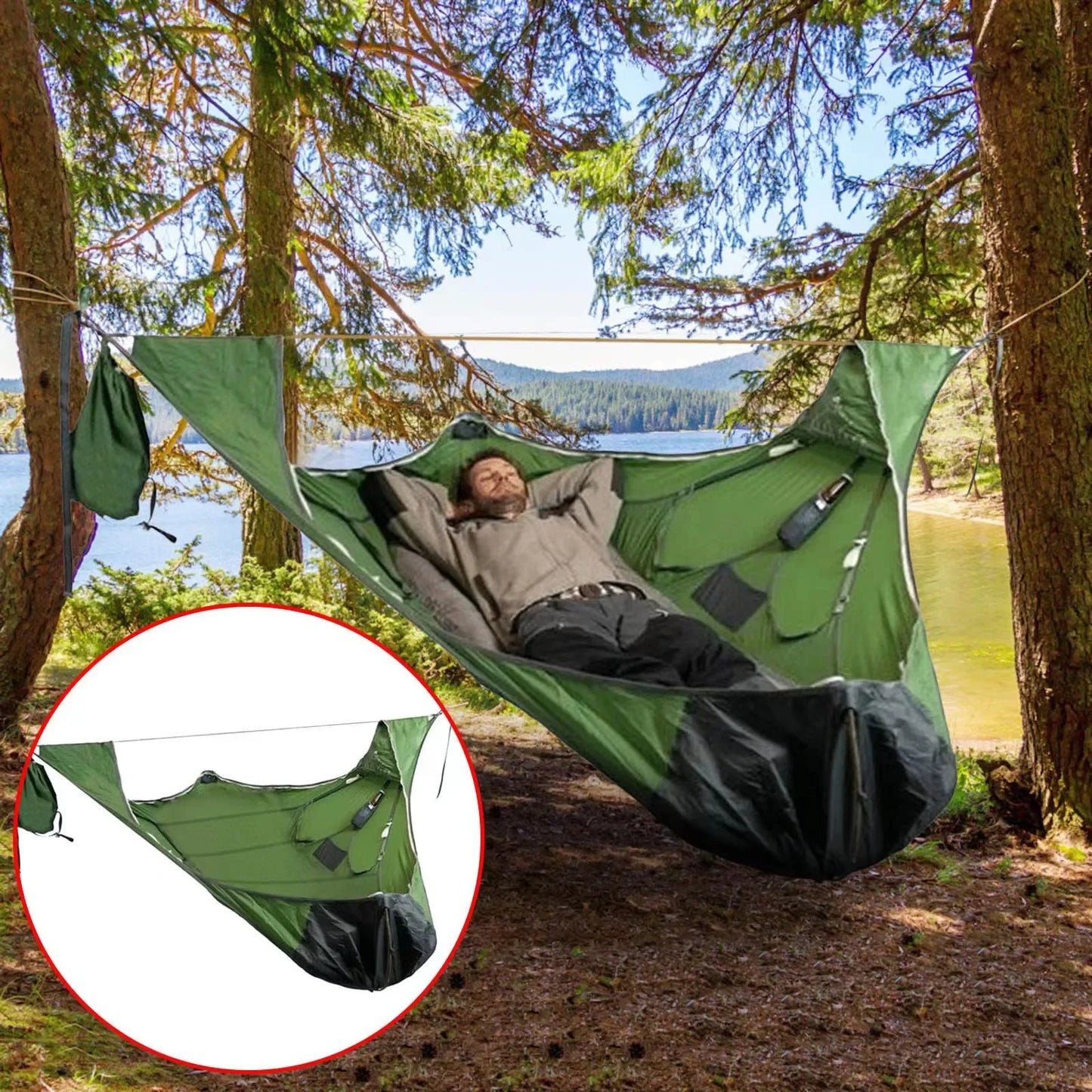 Survival Sleeping Bag with Mosquito Net Hammocks
