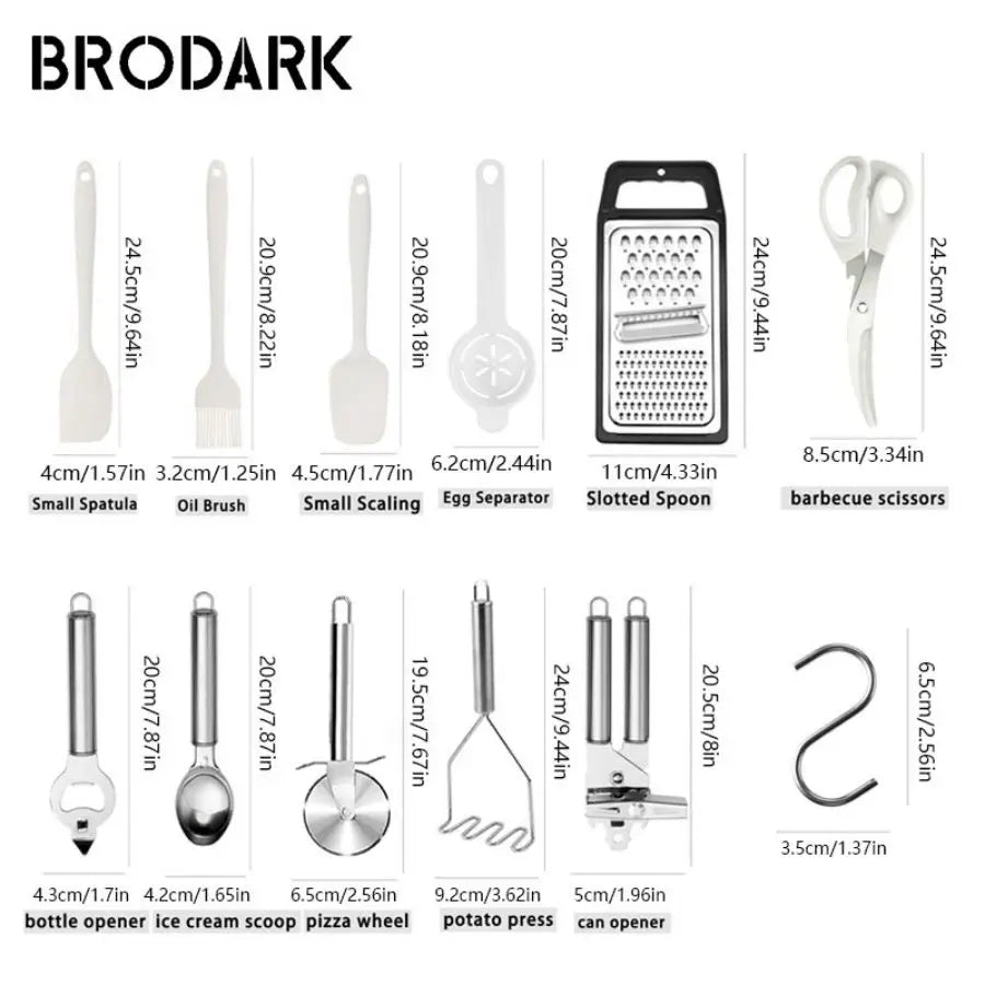 44pcs Silicone Kitchen Utensil Set With Wooden Handles