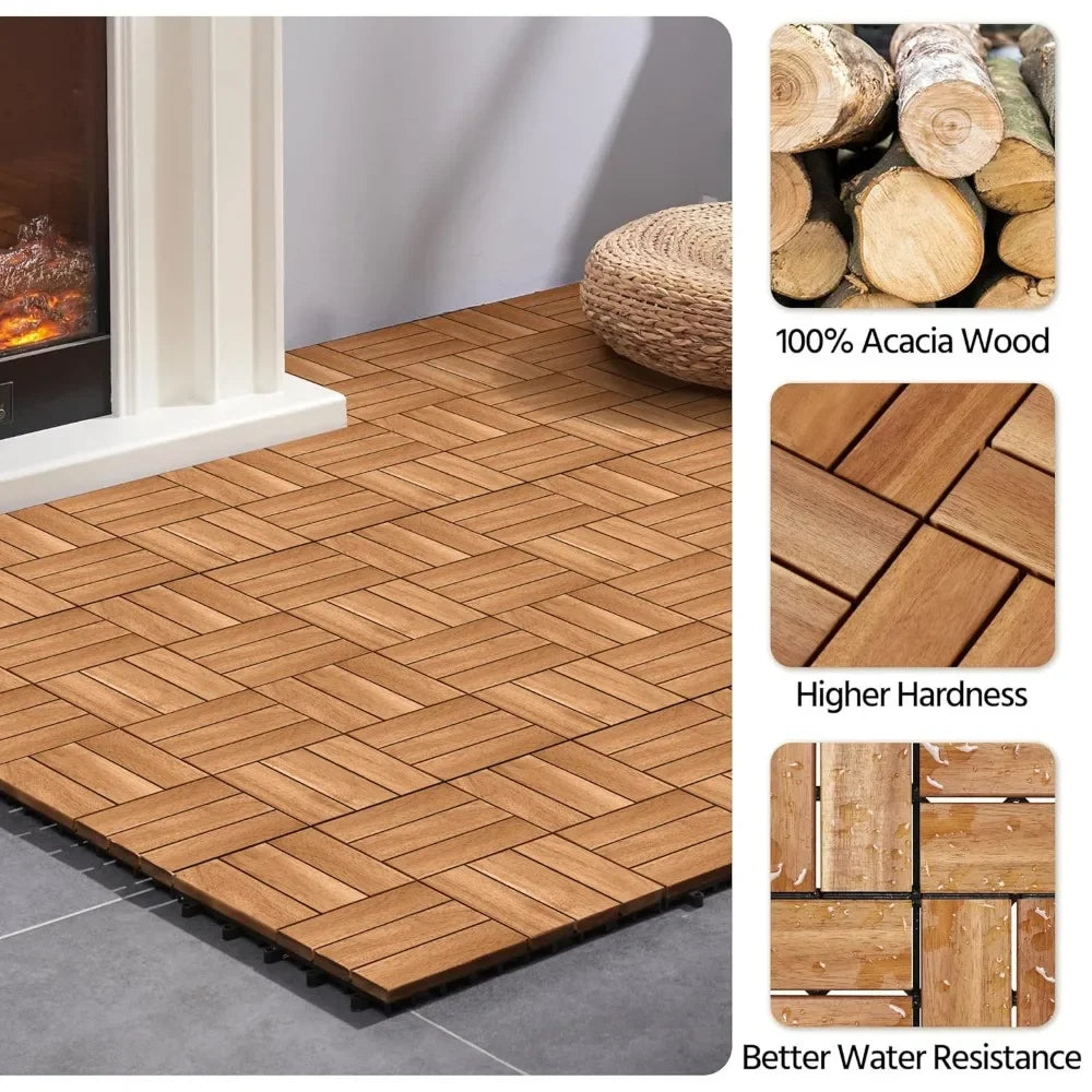 Hardwood Interlocking Patio Deck Tiles 12'' x12''