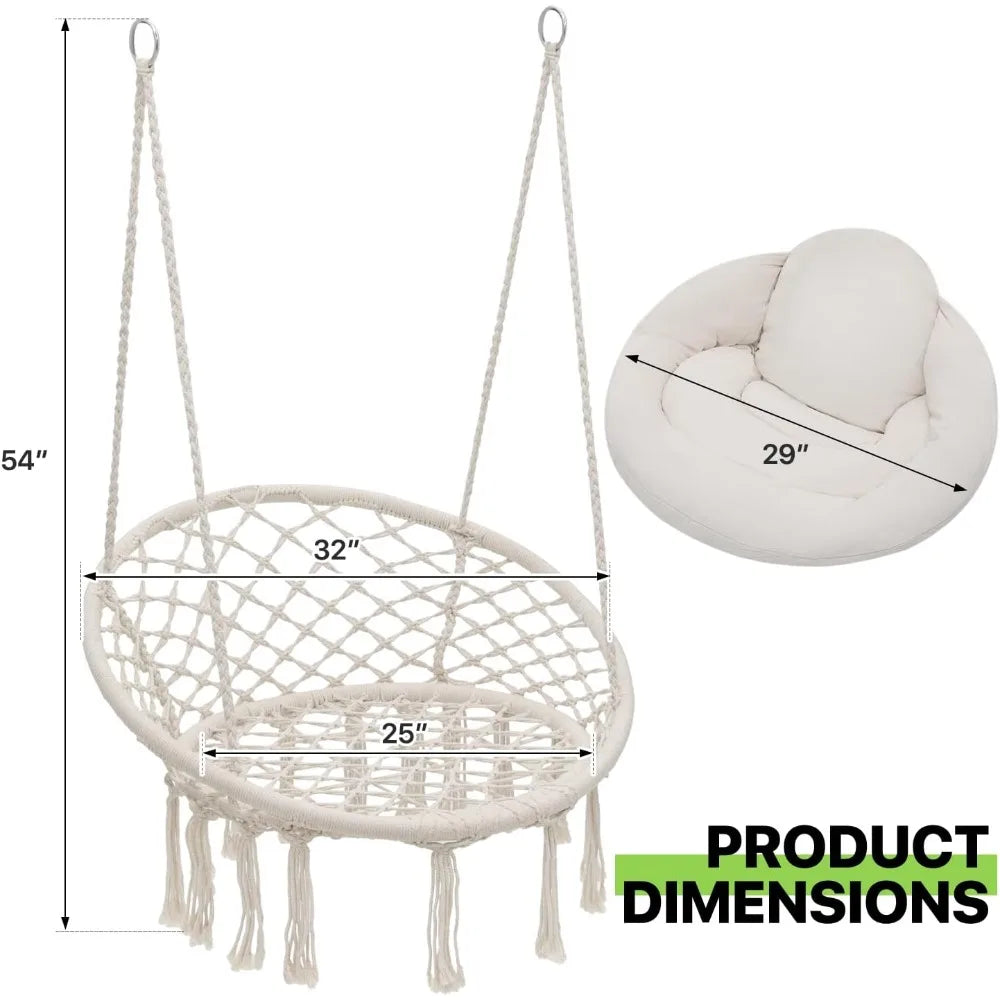 Macrame Swing for Living Room, Bedroom, Porch 359lbs