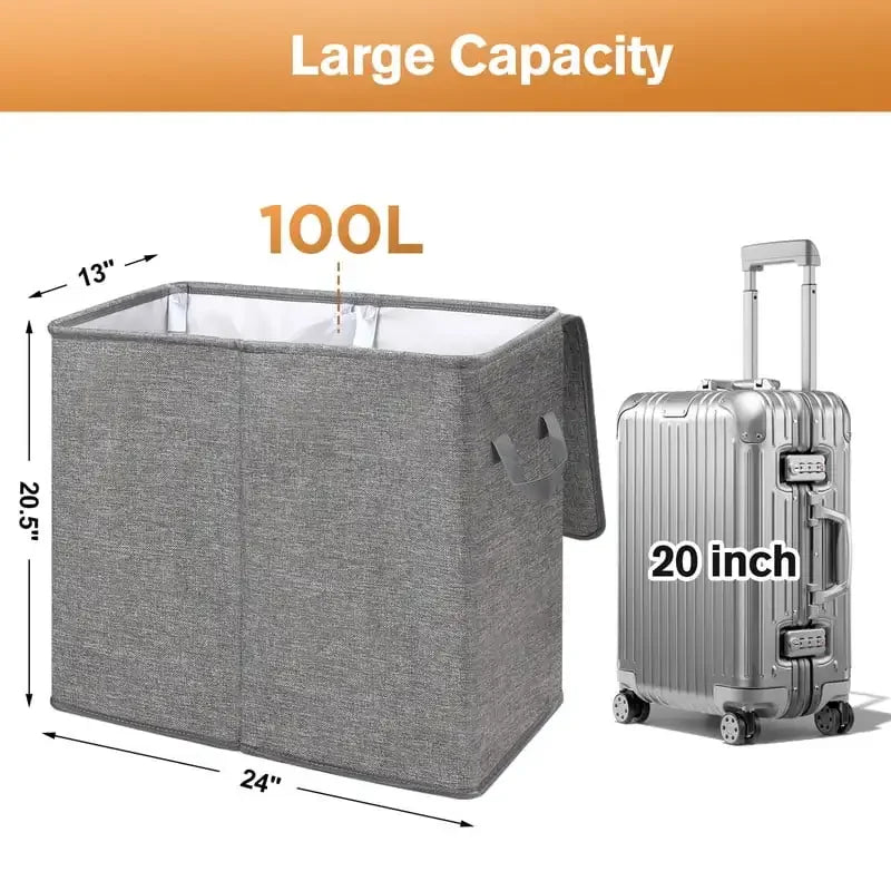Laundry Hamper with Lid & Removable Bags