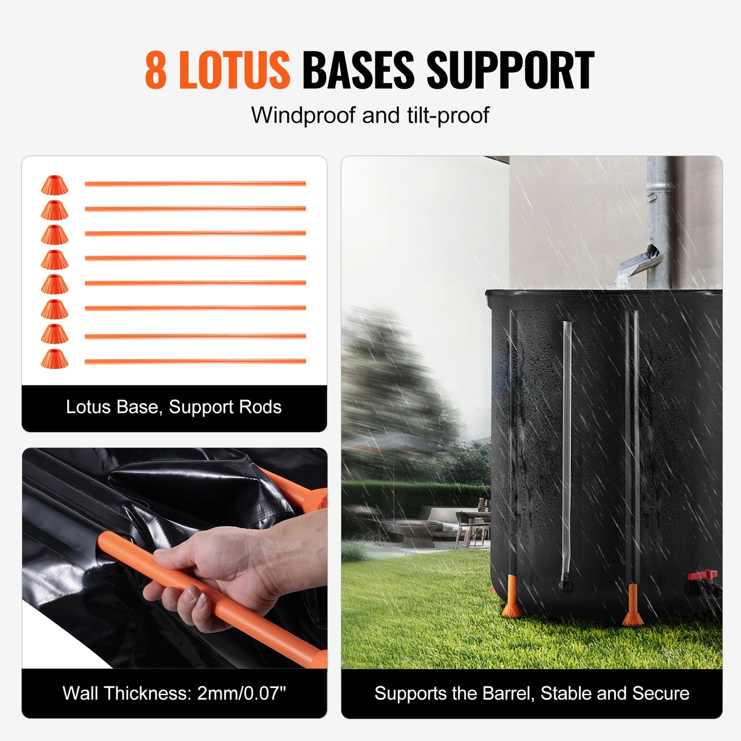 PVC Rainwater Collection System with Spigots&Overflow Kit