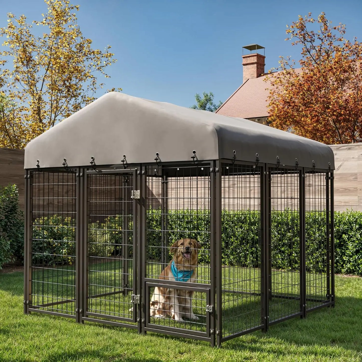 10X10FT Outside Heavy-Duty Outdoor Dog Cage with Roof
