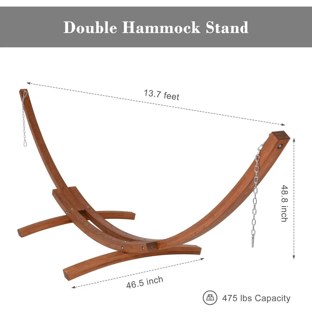 Double Hammock with Wooden Stand Included