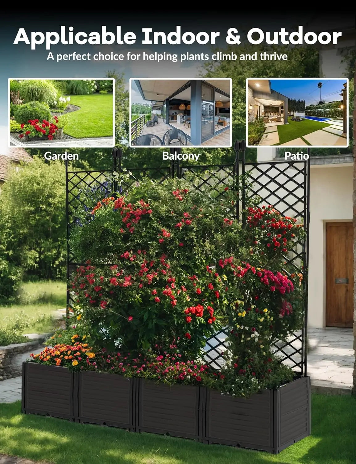 Plastic Plant Box with Metal Trellis