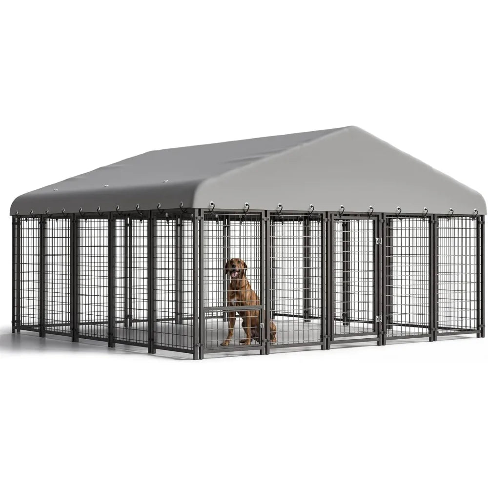 10X10FT Outside Heavy-Duty Outdoor Dog Cage with Roof