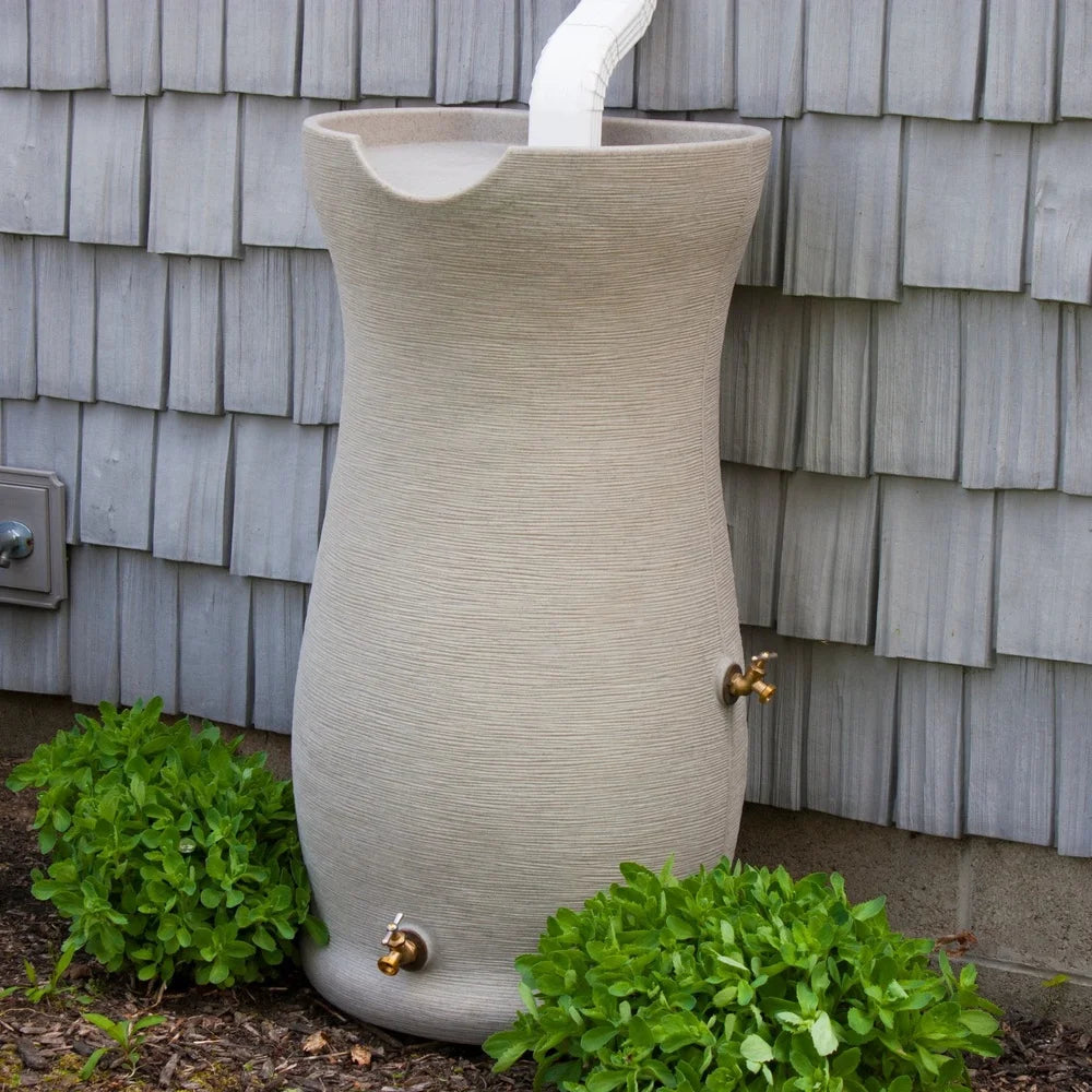 50 Gallon Plastic Rain Barrel Garden Water Saver with Spigot Overflow Connection Mesh Cover Durable Water Conservation System