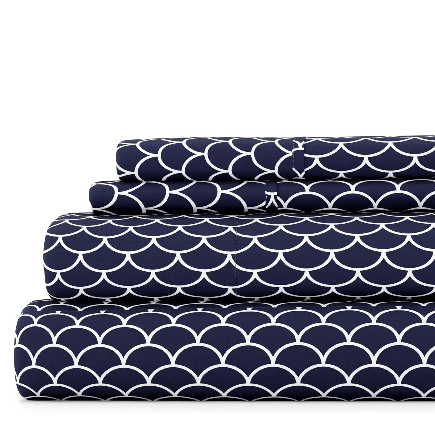 4 Piece Pattern Microfiber Full Bed Sheets