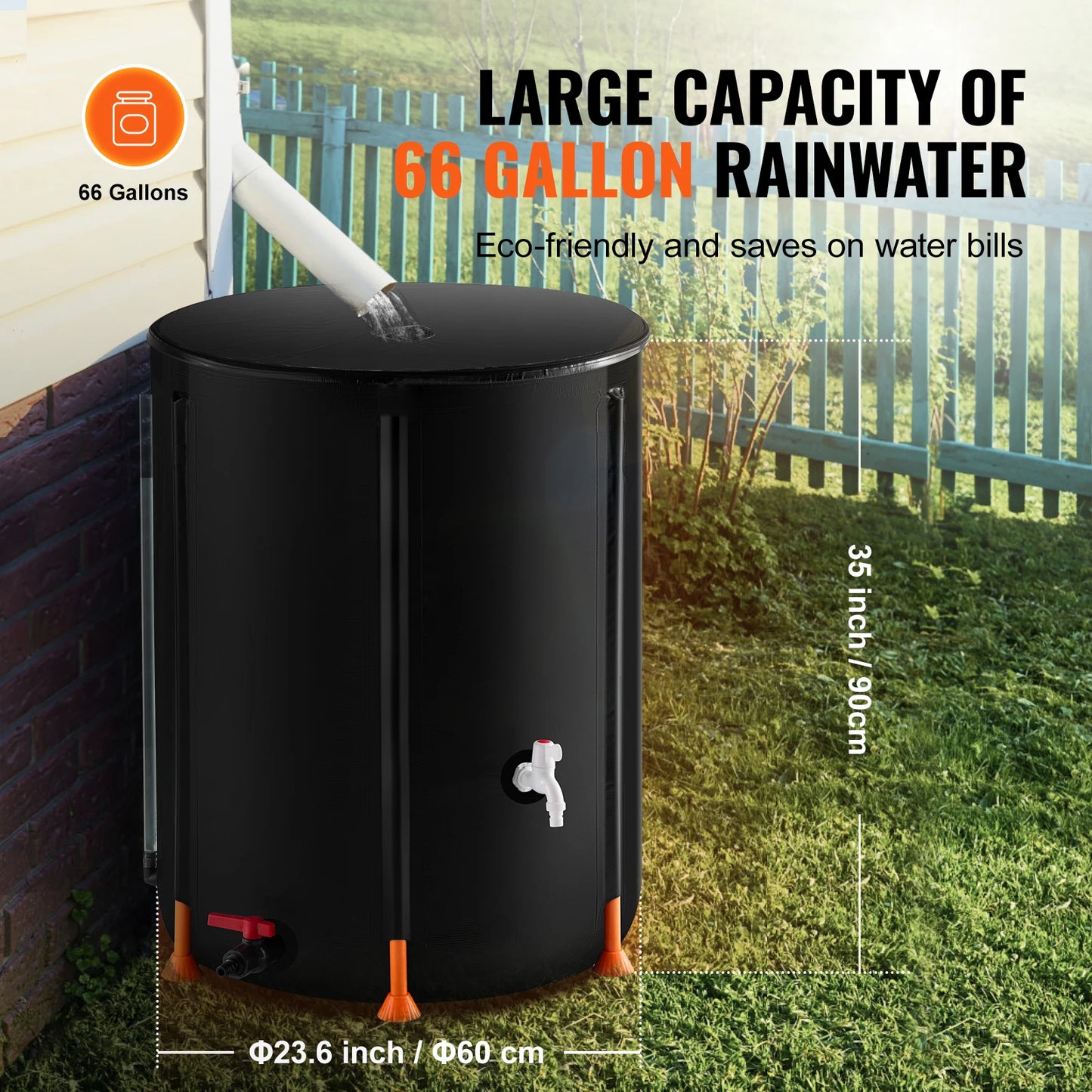PVC Rainwater Collection System with Spigots&Overflow Kit