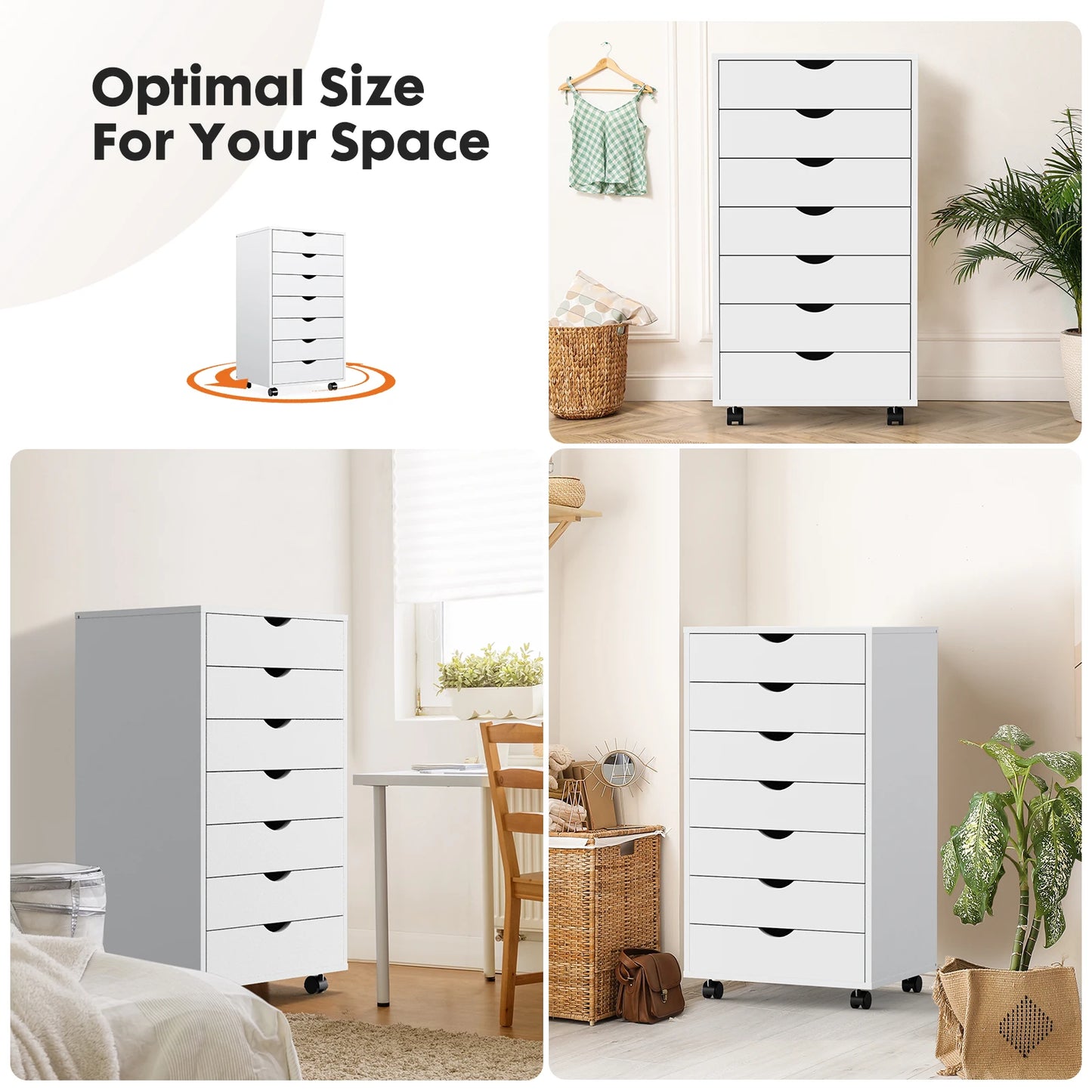 Wooden 7 drawer Dresser w/ Wheels