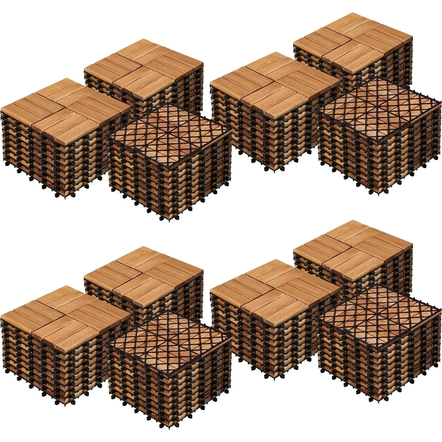 Hardwood Interlocking Patio Deck Tiles 12'' x12''