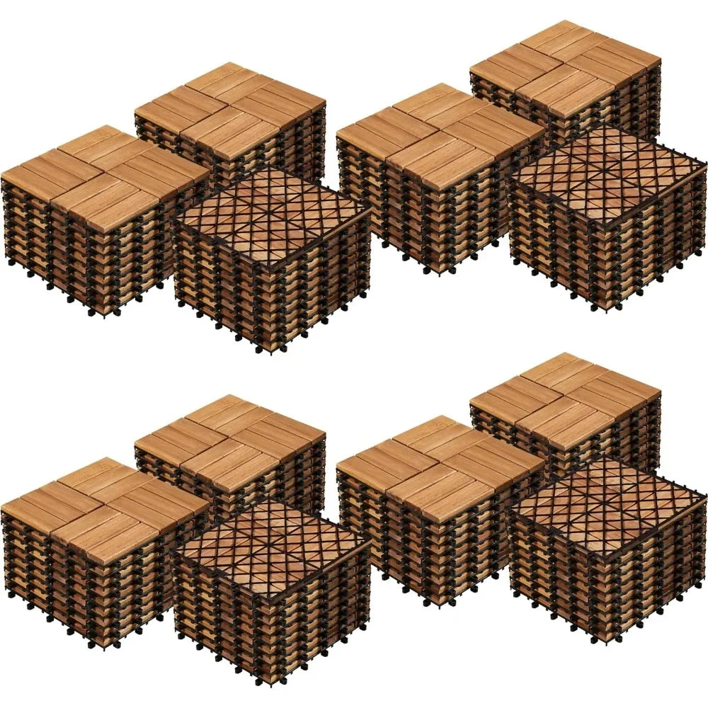 Hardwood Interlocking Patio Deck Tiles 12'' x12''