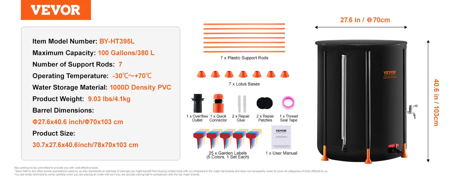 PVC Rainwater Collection System with Spigots&Overflow Kit