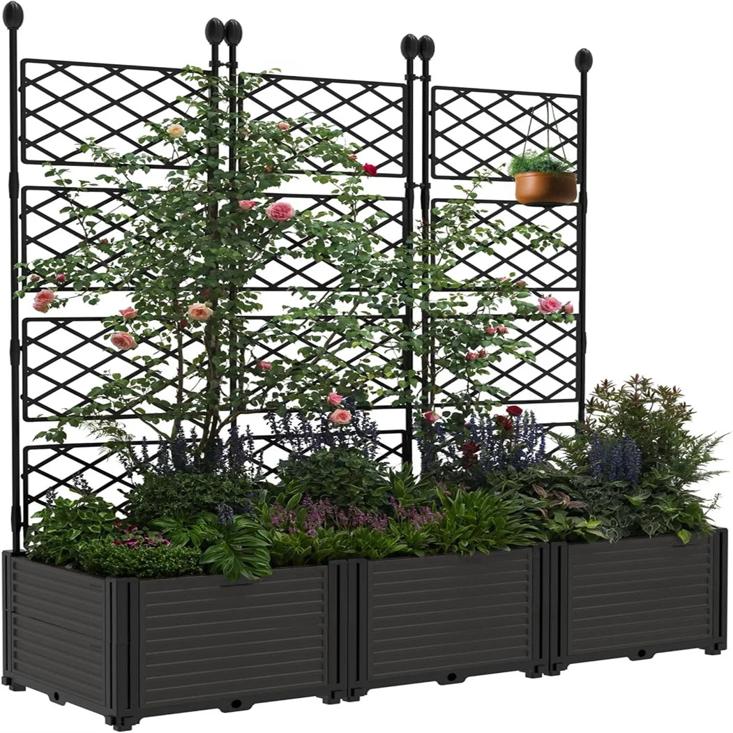 Plastic Plant Box with Metal Trellis