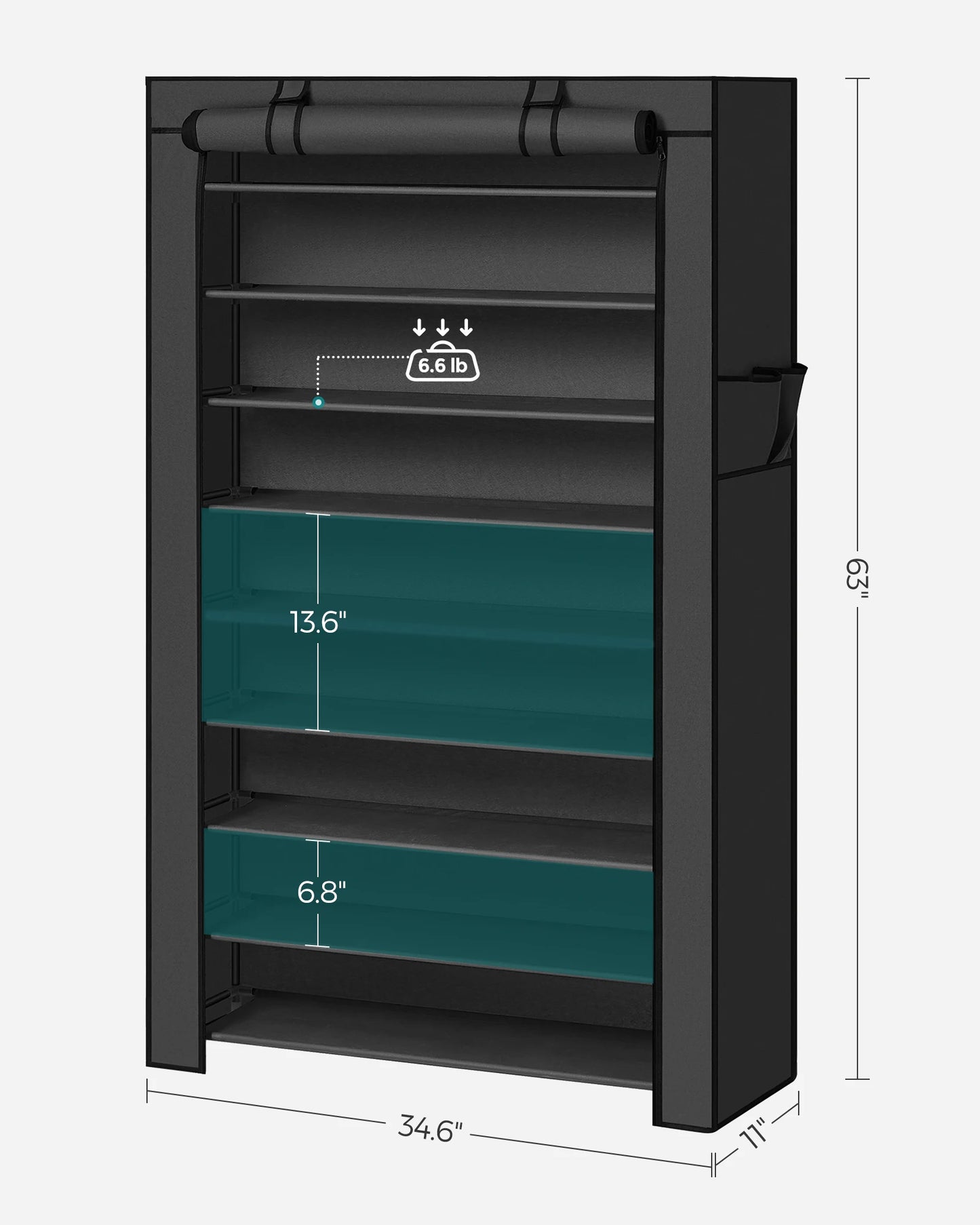 9 Tier Organizer with Fabric Cover Shoe Storage