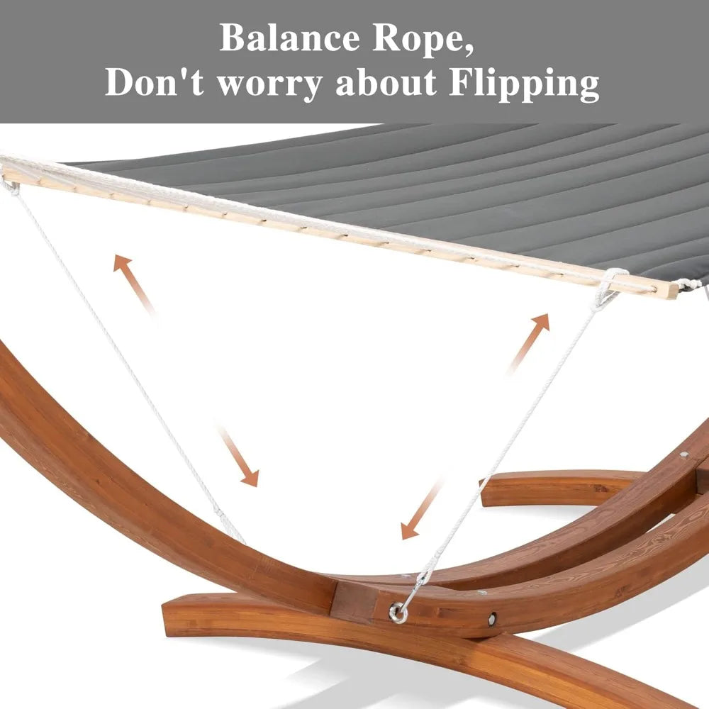 Double Hammock with Wooden Stand Included