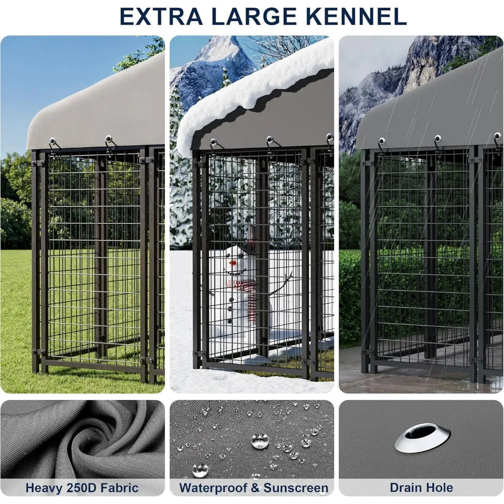 10X10FT Outside Heavy-Duty Outdoor Dog Cage with Roof