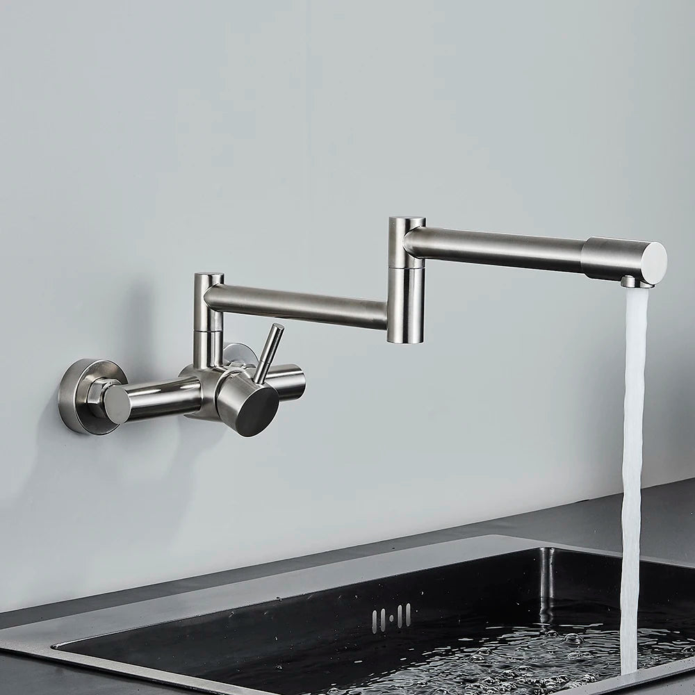 Stainless Steel In-wall Double Hole 360° Foucet