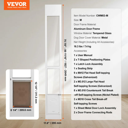 Sliding Doors Tempered Glass Pet Door