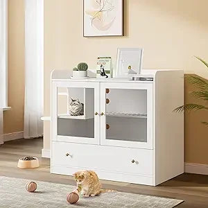 Side Table W/ Hidden Cat Condo and Litter Box