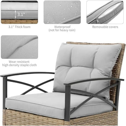 Grey 3 Pieces  Wicker Rocker Chairs W/ Table