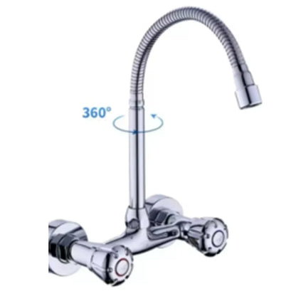Stainless Steel In-wall Double Hole 360° Foucet