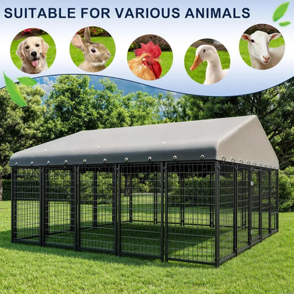 10X10FT Outside Heavy-Duty Outdoor Dog Cage with Roof
