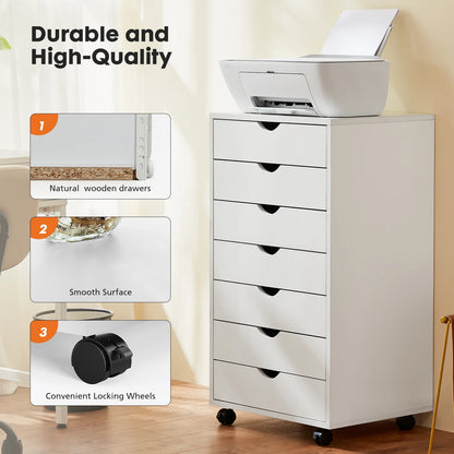 Wooden 7 drawer  Dresser w/ Wheels