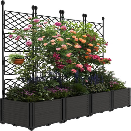 Plastic Plant Box with Metal Trellis