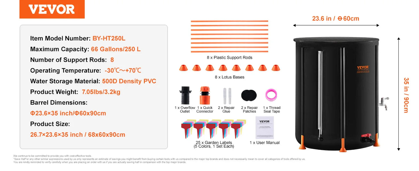 PVC Rainwater Collection System with Spigots&Overflow Kit