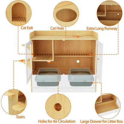Side Table W/ Hidden Cat Condo and Litter Box