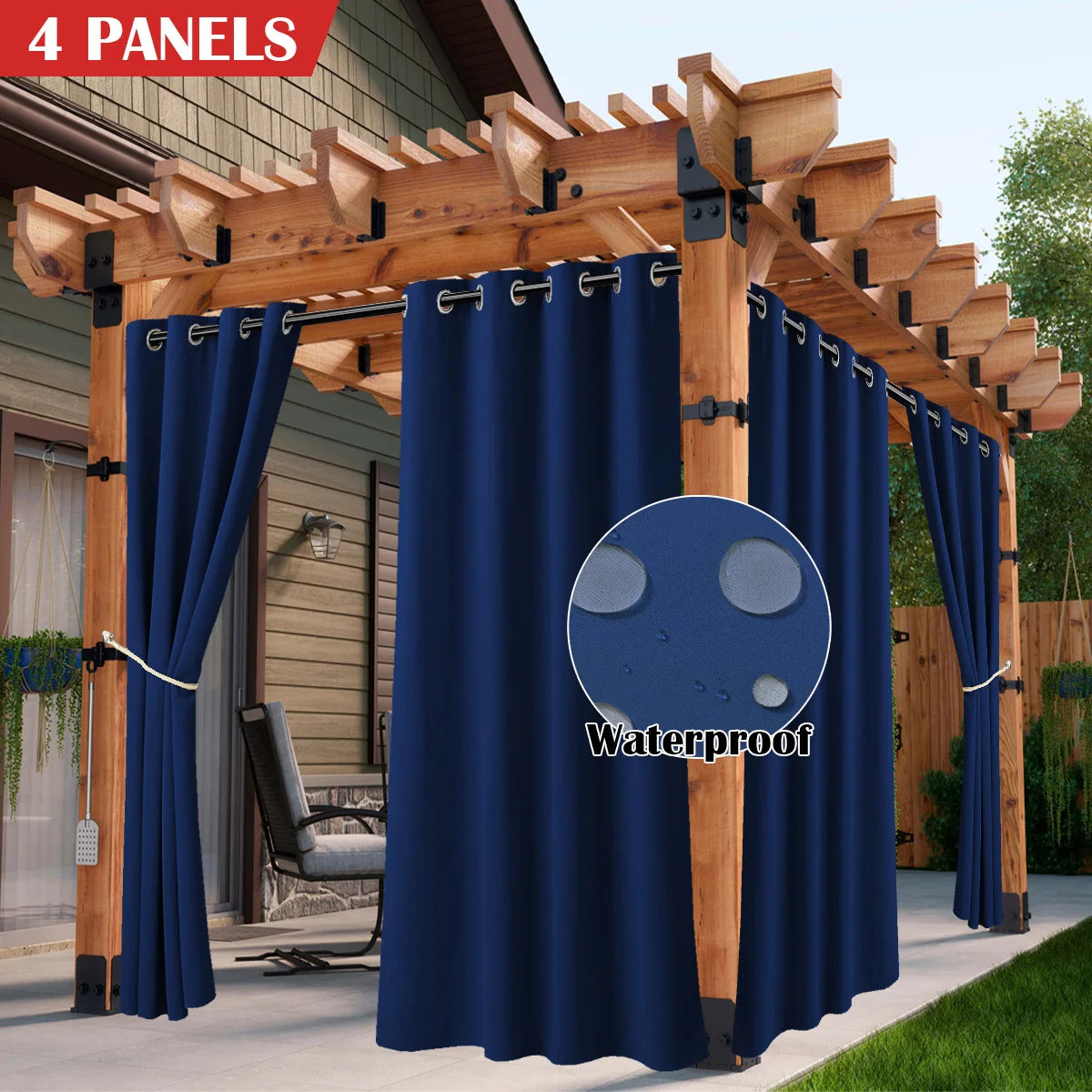 2/4 PCS Waterproof Outdoor Curtains