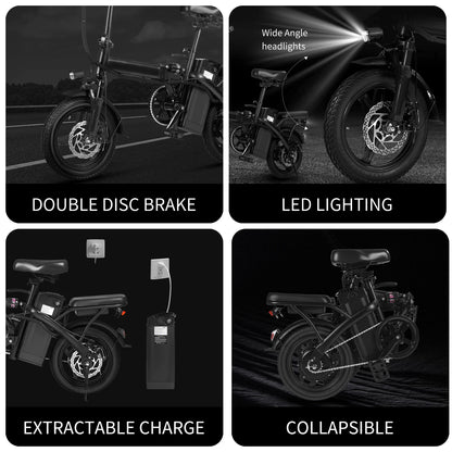 Adult foldable electric bicycle with seat and basket